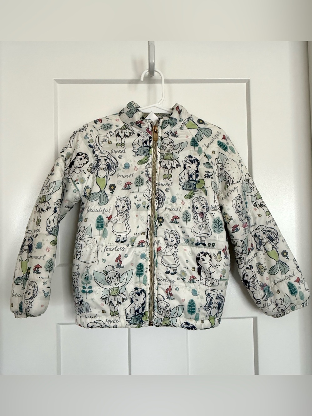 Disney Animators Collection Girls Size 4 Princess Puffer Jacket Rare Print